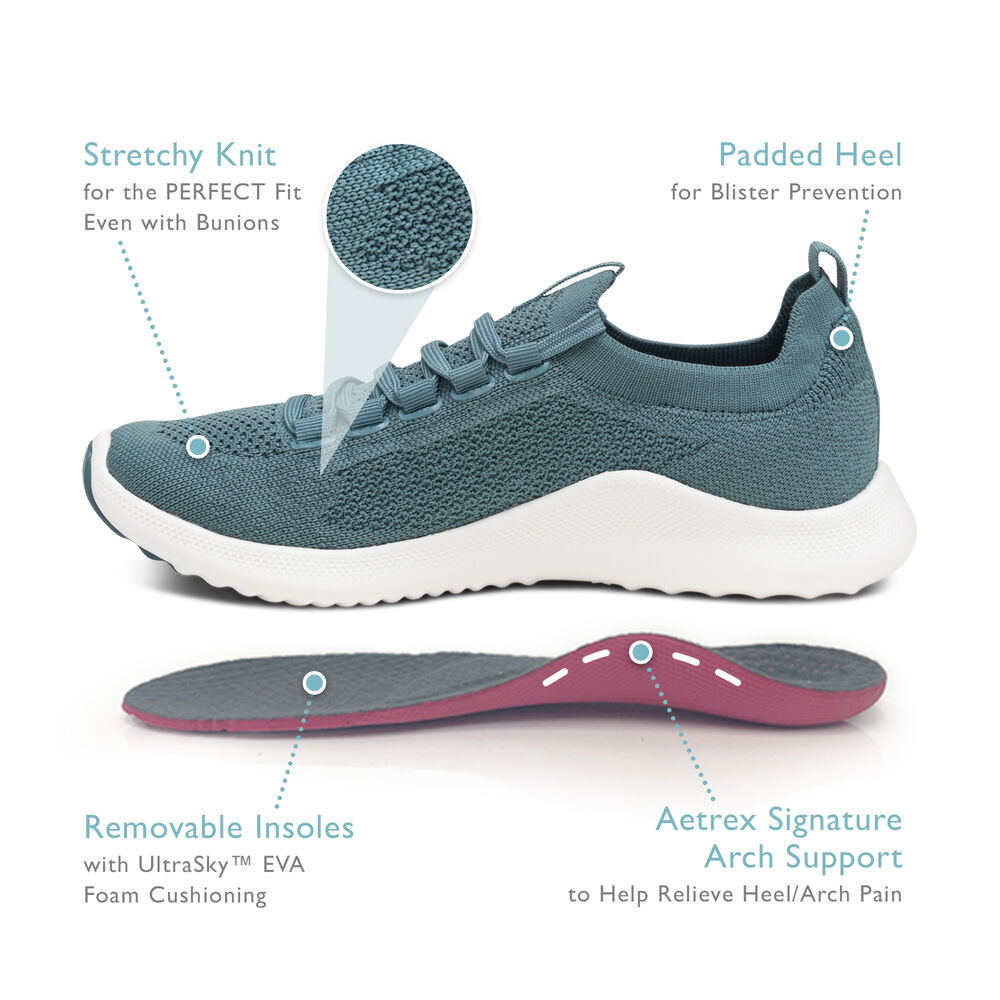 Aetrex Women's Carly Arch Support Sneakers - Teal | USA MWQ8UAZ